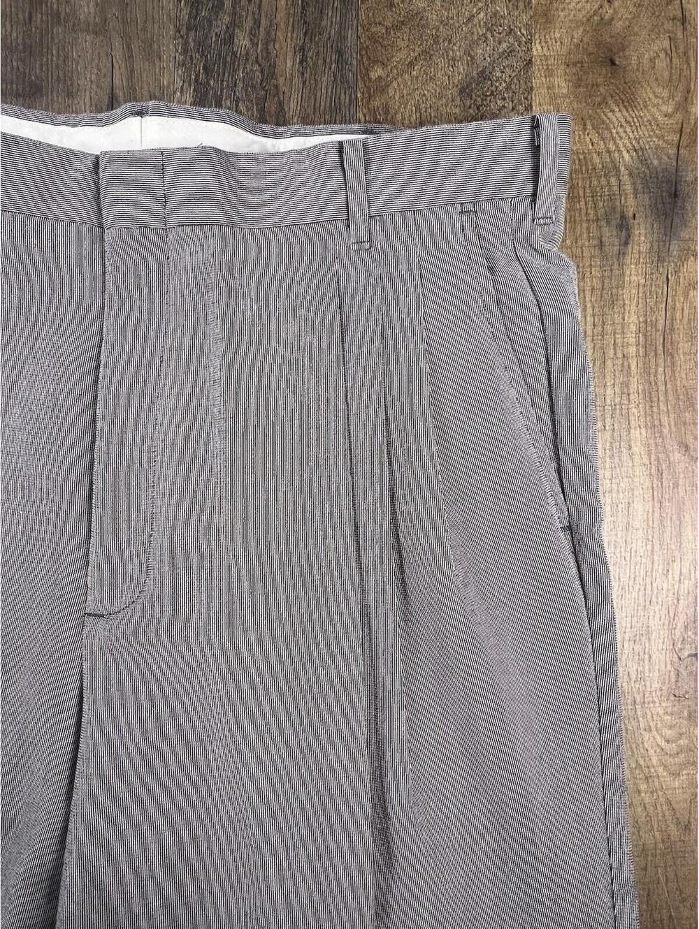 Vintage 90s NOS Deadstock Pleated Microstripe Cuffed Trouser Pants 38 x30 Slacks